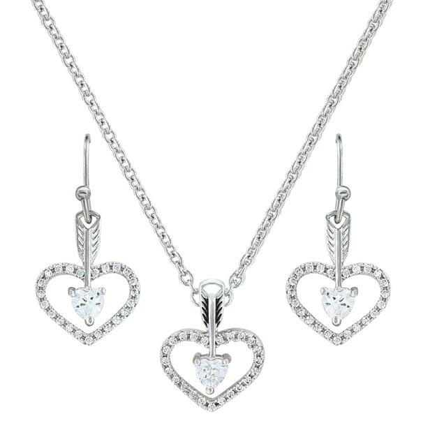 Montana Silversmith Cubic Zirconia Arrow Pierced Heart Jewelry Set - JS3198  | Rural King