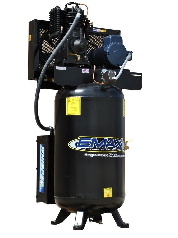EMAX Heavy Industrial Silent Air 5HP 80 Gallon lon 2 Stage Air compressor w/ Air Silencer ES05V080I1