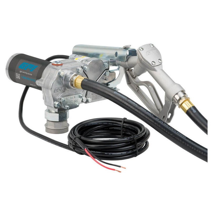 GPI M 150S MU 12 Volt 15 GPM Fuel Transfer Pump with Manual Nozzle - 110000-99