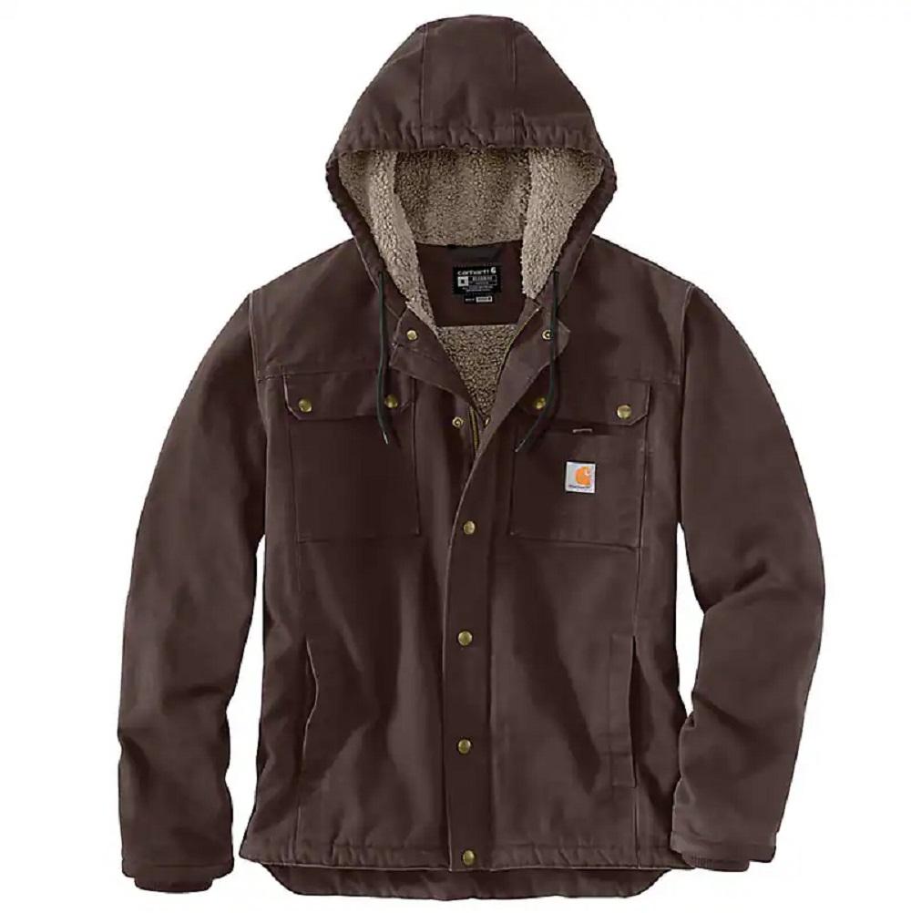 Carhartt Men's X-Large Gravel Cotton Relaxed Fit Washed Duck Sherpa-Lined  Jacket 104392-GVL - The Home Depot