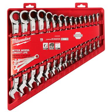 Milwaukee 15-Piece Metric Ratcheting Combination Wrench Set – Heavy Duty (48-22-9516)