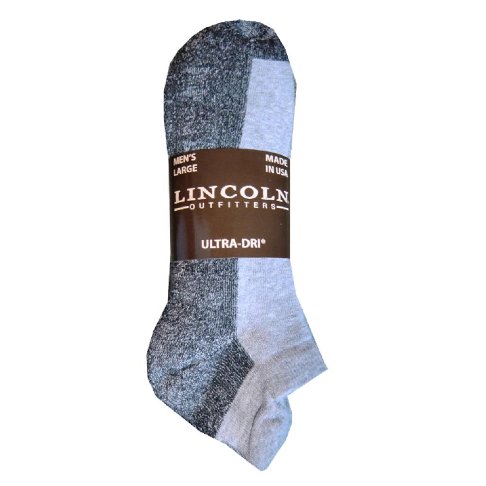 Lincoln Outfitters Men's No Show Pull Tab Sock 3 Pack Grey - L3