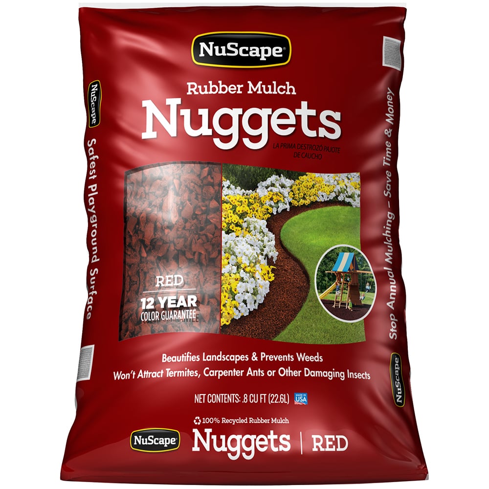 NuScape Rubber Nuggets/Mulch-Red, 0.8 Cubic Foot - NS8RD