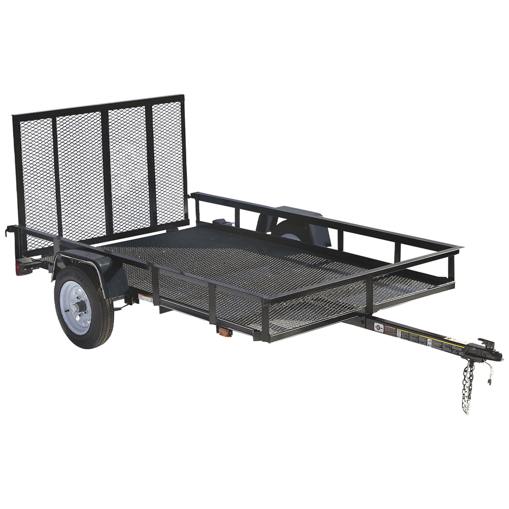 Carry-On Trailer 5' x 8' Steel Mesh-Floor Utility Trailer with Rear Gate/Ramp - 5x8G-BLK