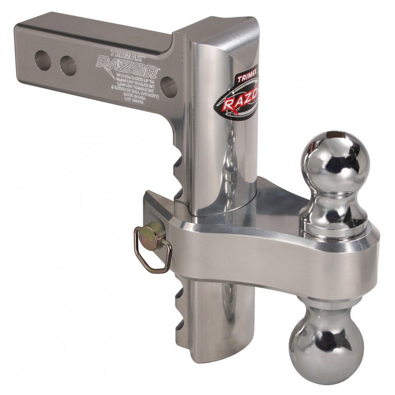 TRIMAX 8" Aluminum Adjustable Hitch with Dual Hitch Ball and Receiver Adjustment Pin TRZ8ALRP