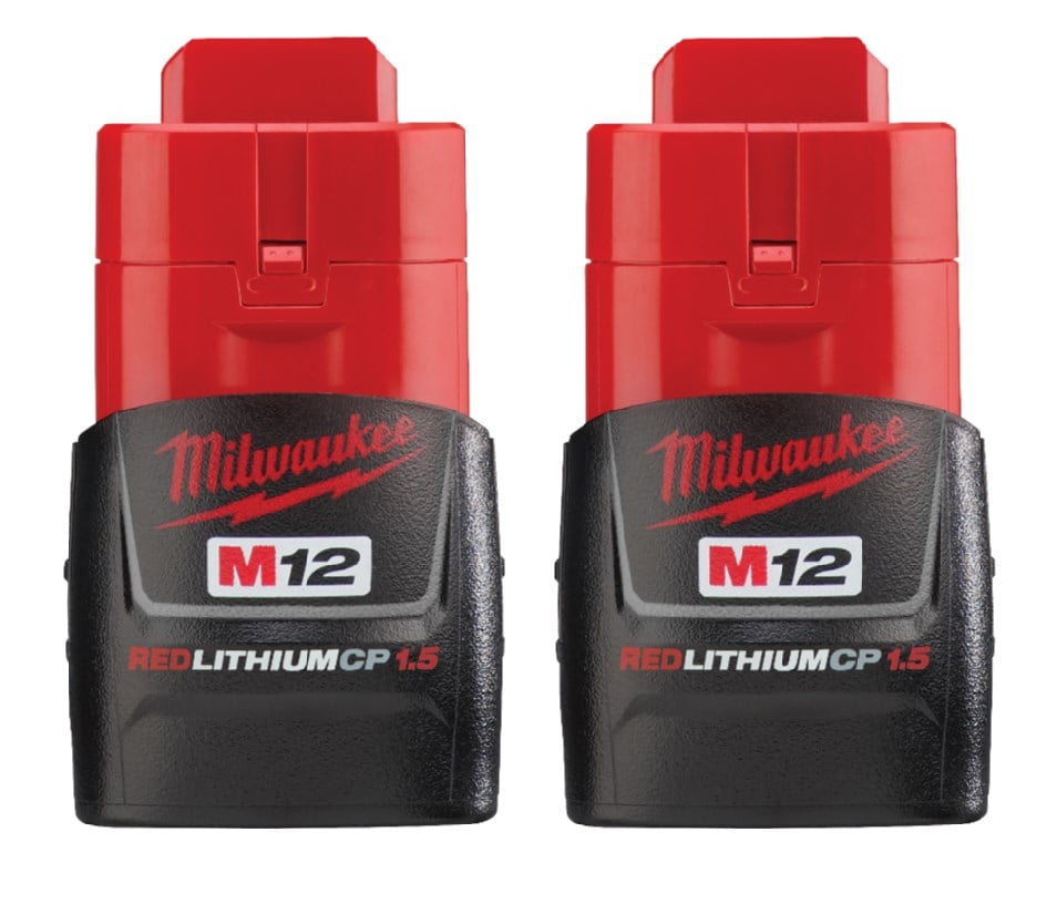Milwaukee M12 RedLithium 1.5 AH Compact Battery Pack, 2 Pack - 48-11-2411