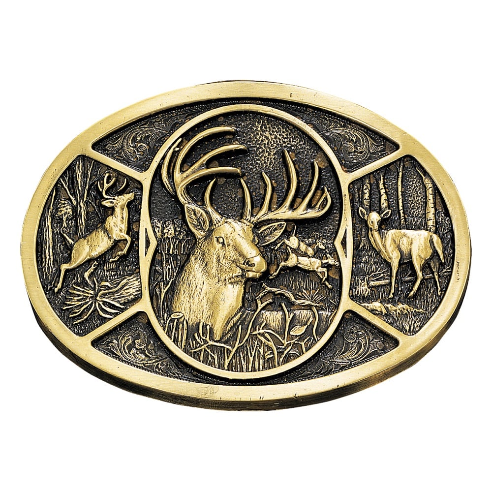 Montana Silversmith Antique Silver Deer Buckle - 60796C