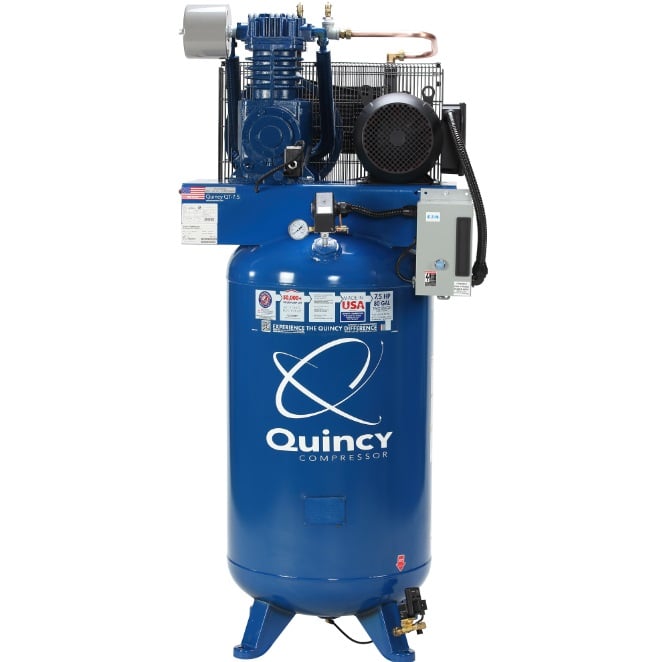 Quincy QT 7.5 Vertical Splash Lubricated Reciprocating Air Compressor w/ MAX Package 271C80VCBM