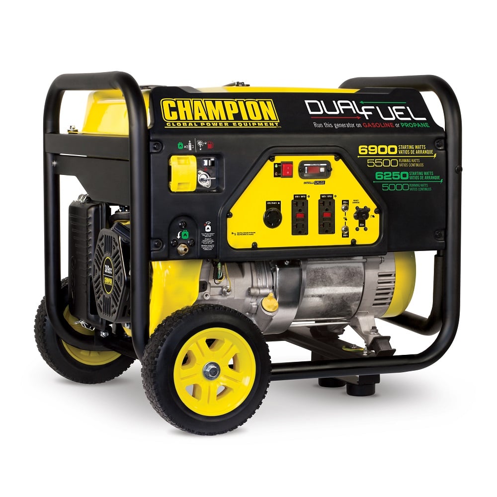 Champion 5500-Watt Dual Fuel Portable Generator with Wheel Kit - 100231