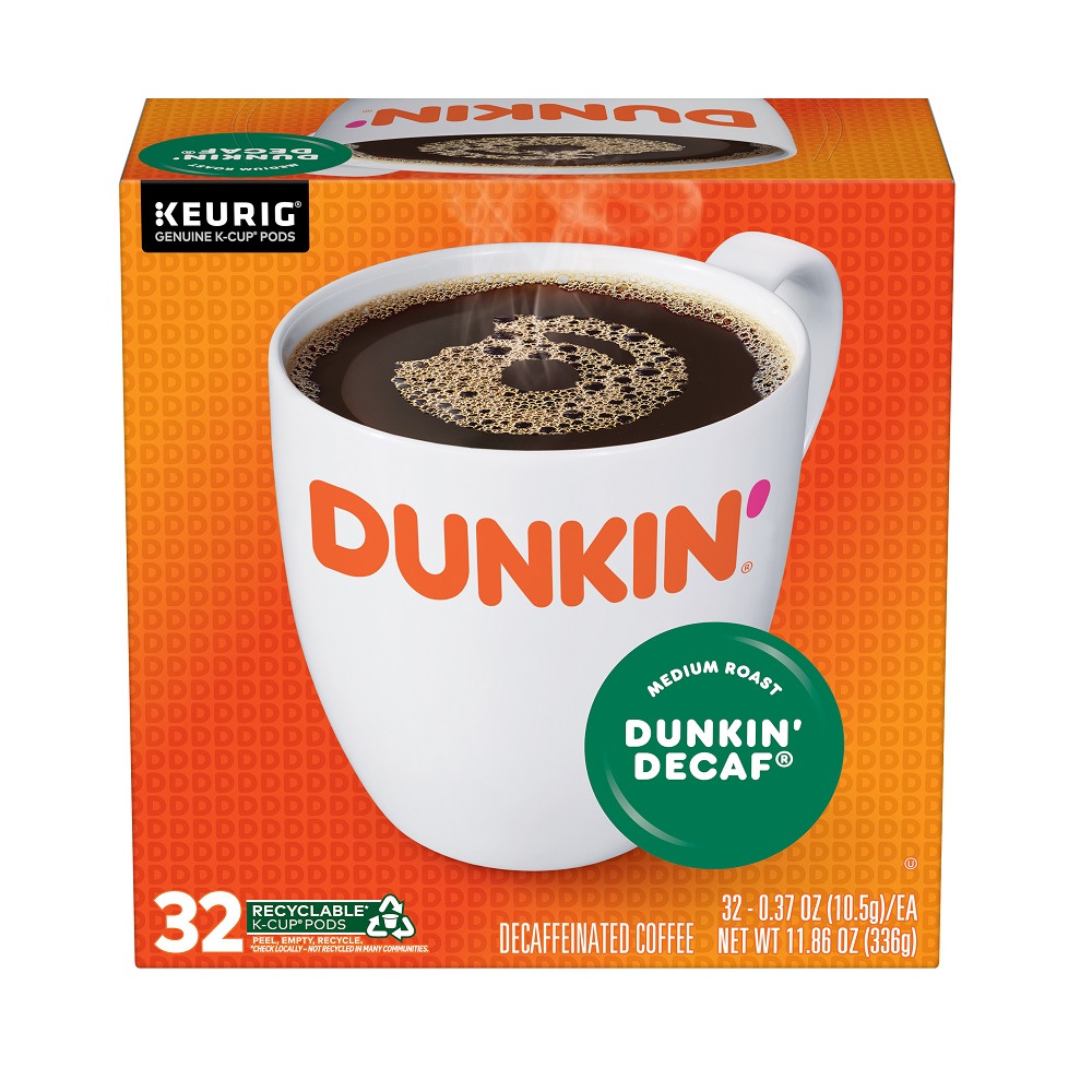 Dunkin’ Decaf Coffee Medium Roast K-Cup Pods, 32 Count Box - 8133401634