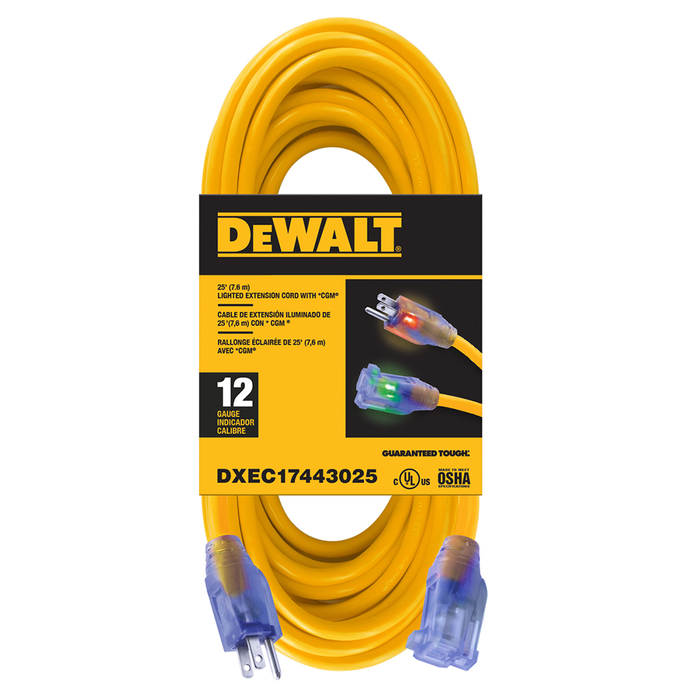 DEWALT® 25ft. 12/3 Lighted CGM Extension Cord - DXEC17443025