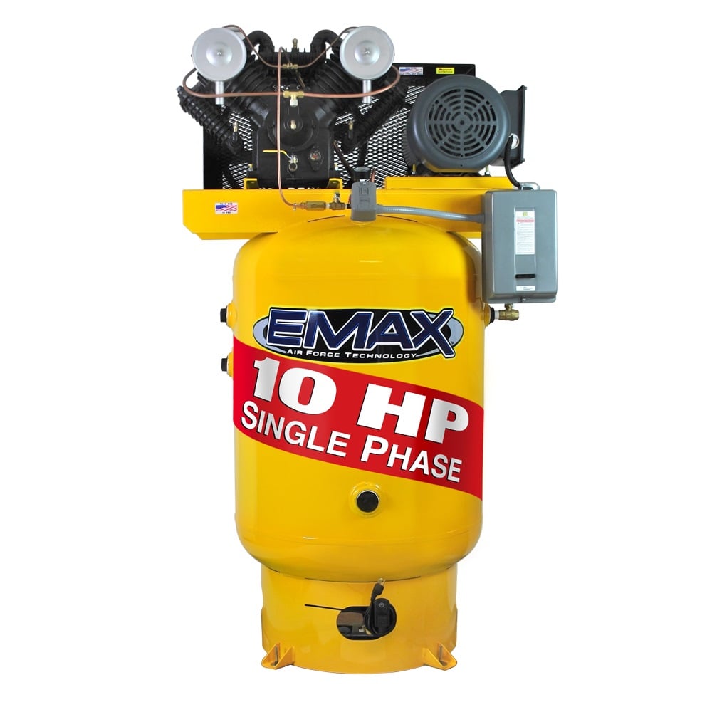 EMAX Heavy Industrial 10 HP 80 Gallon V-4 Two Stage Premium Air Compressor 230V 1 Phase EP10V080V1
