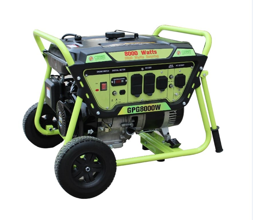 Green Power America 8000 Watt Gas Powered Recoil Start Portable Generator, 420cc LCT OVH 15 HP Engine - GPG8000W