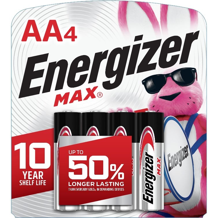 Energizer Max AA Alkaline Batteries, 4pk - E91BP-4