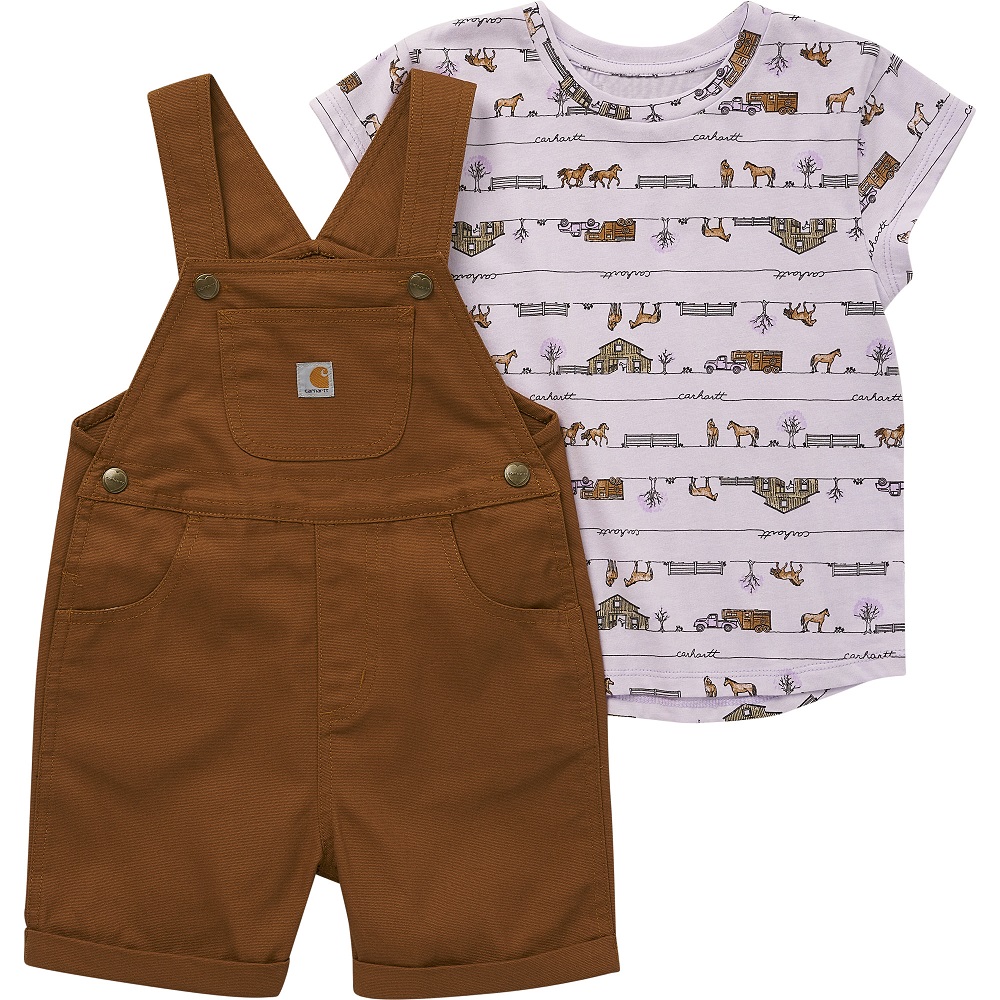 Carhartt® Kids Short Sleeve Bodysuit and Canvas Shortall Set - CG9828-D15