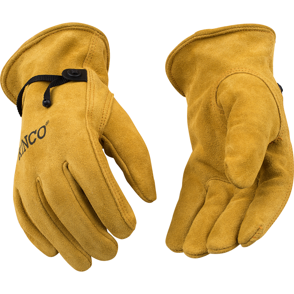 Kinco Men's Suede Cowhide Driver with Pull-Strap Gloves - 50BT