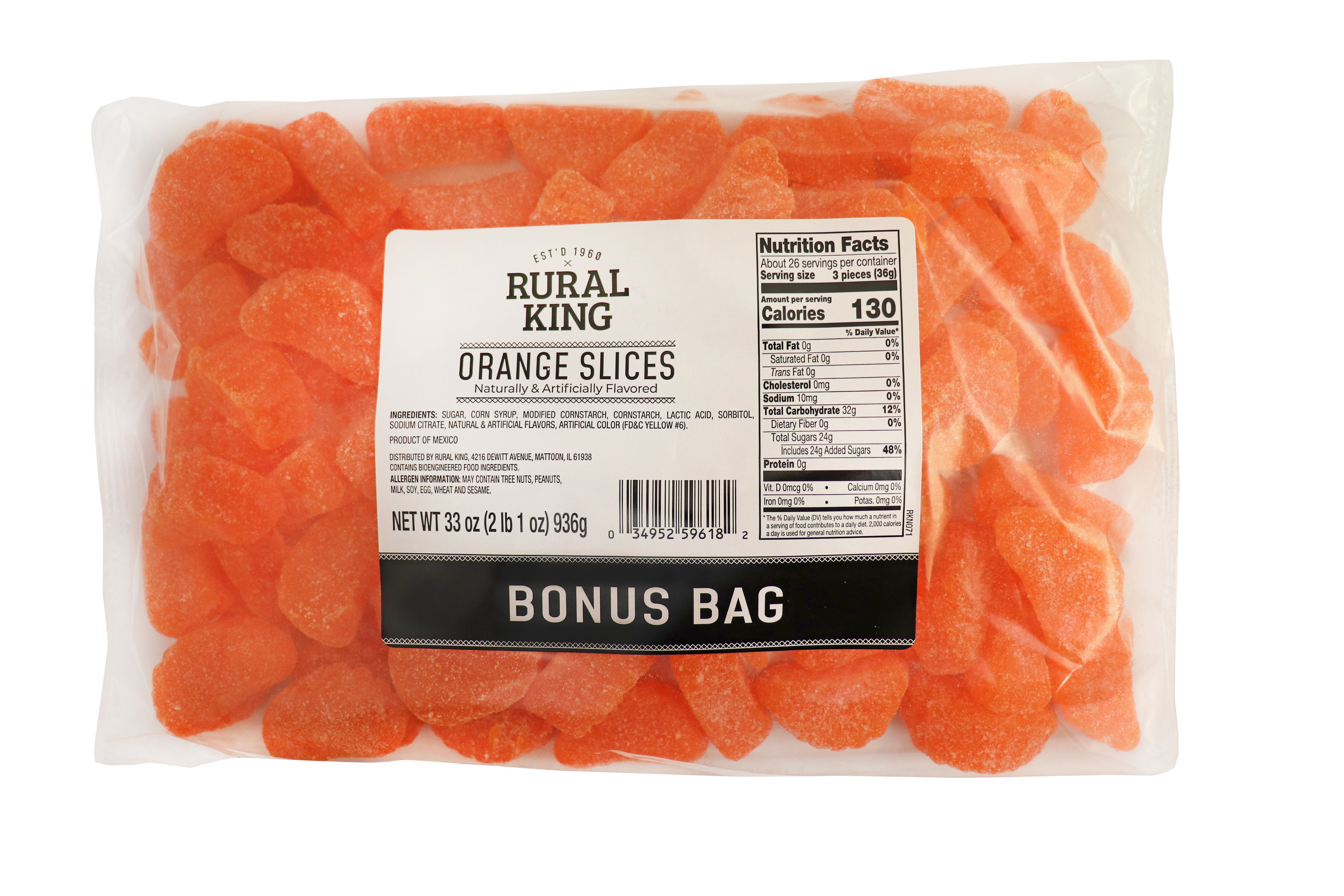 Rural King Orange Slices BONUS 33 oz. Bag