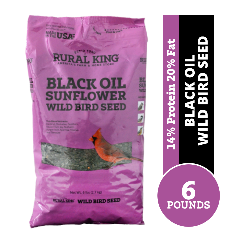 Rural King Black Oil Sunflower, Wild Bird Seed, 6 lb. Bag