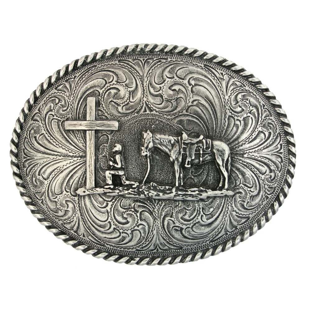 Montana Silversmith Antique Silver Christian Cowboy Buckle - 61304