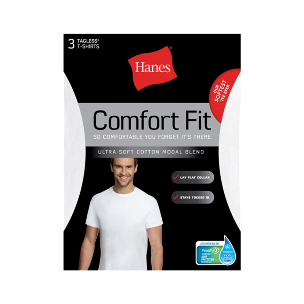 Hanes Men's Comfort Fit Crewneck T-Shirt 3-Pack, White - CFFCW3
