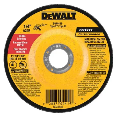 DeWALT 5" x 1/4" x 7/8" High Performance Metal Grinding Wheel - DW4619
