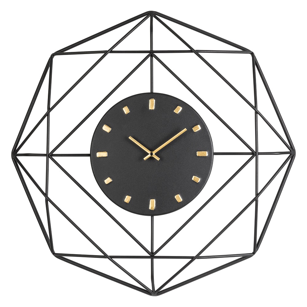 Glitzhome 24" Modern Metal Black & Golden Wall Clock - 2009500007
