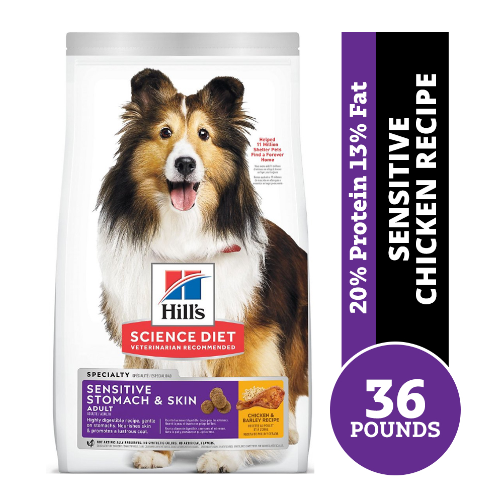 Hill's Science Diet Adult Sensitive Stomach & Skin Chicken Recipe Dry Dog Food, 36 lb. Bag
