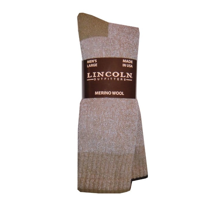 Lincoln Outfitters Men's Merino Wool Blend Marl Boot Sock 2 Pack Tan Large - L2/72516-COY-L