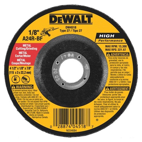 DeWALT High Performance 1/8" Metal Cutting and Grinding - DW4418