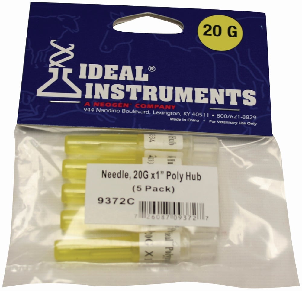 Ideal Instruments 20 gauge x 1" Polypropylene Hub Needle - Pack 9372