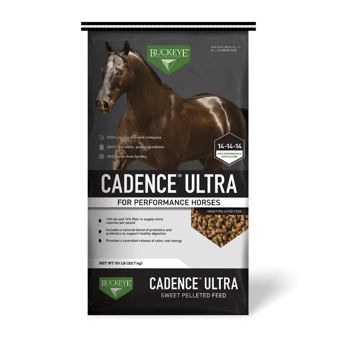BUCKEYE Nutrition CADENCE Ultra, High Performance, High Calorie Pelleted Horse Feed, 50 lb. Bag