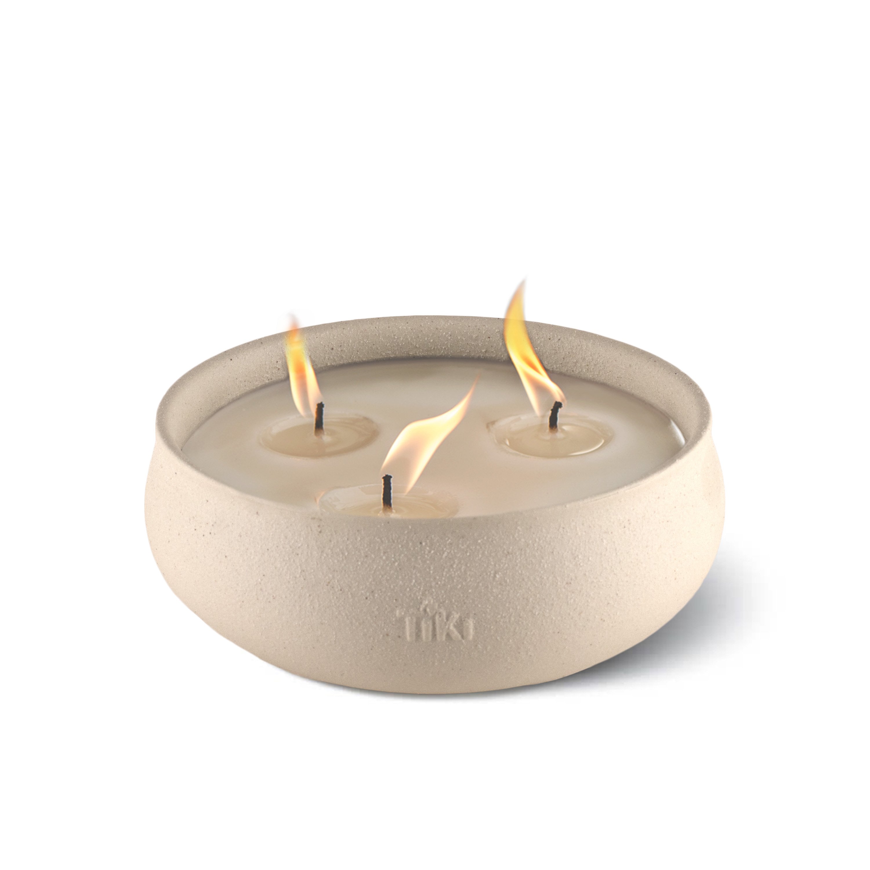 Tiki® Triple Wick Candle in Ceramic Concrete Bowl, 7" Diameter - 1423105