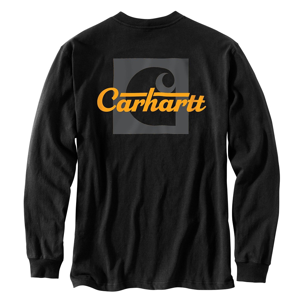 Carhartt® Men's Loose Fit Heavyweight Long-Sleeve Pocket Script Graphic ...
