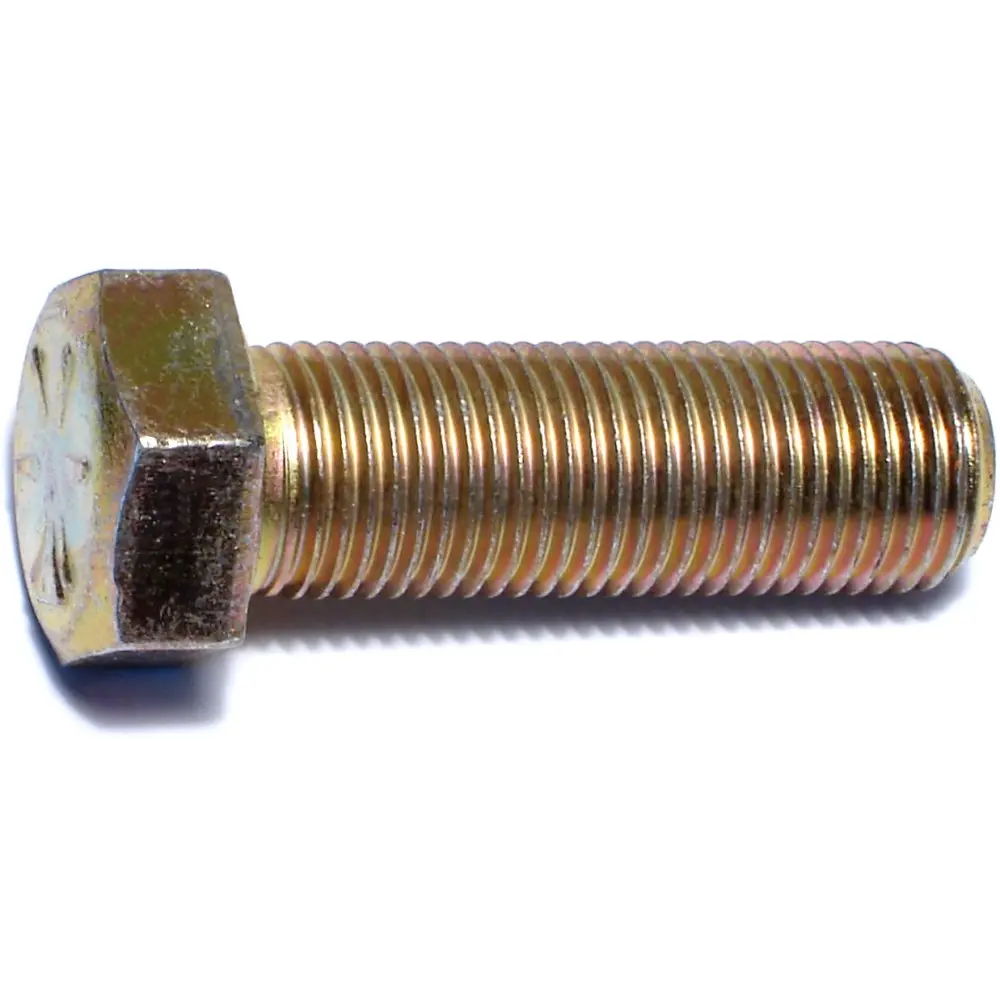 Grade 8 Yellow Zinc Hex Bolt - 5/16-24 X 1 Inch, Fine Thread, Alloy Steel, Full Thread