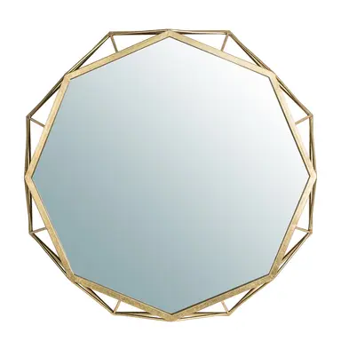 Glitzhome 28" Deluxe Golden Octagonal Metal/Glass Wall Mirror - 2007000006