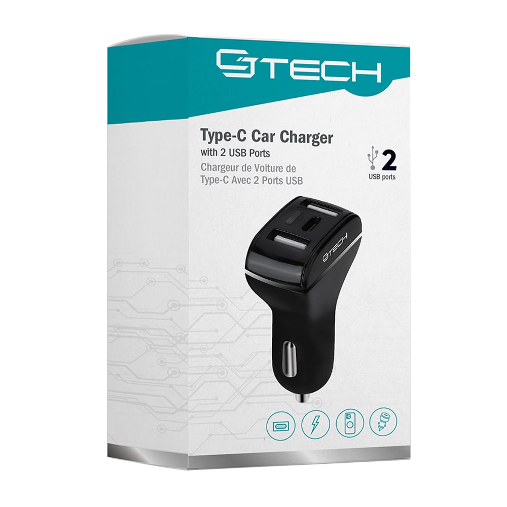 CJ TECH Type C Car Charger with Dual USB ports - 53547
