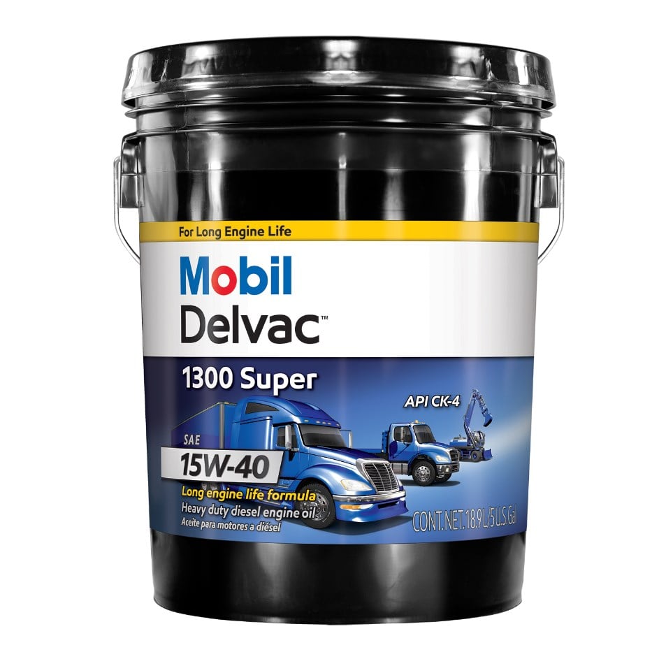 Mobil Delvac 1300 Super Heavy Duty Diesel Engine Oil 15W-40, 5 Gallon - 122491