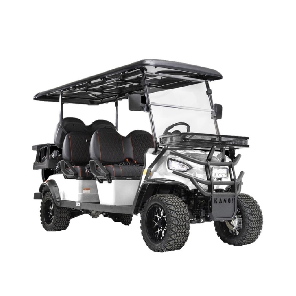 Kandi Kruiser 6 Seat Golf Cart with 7" LCD Screen, Back Up Camera, and Electric Power Steering, White - RK6PAGM-LCD-W