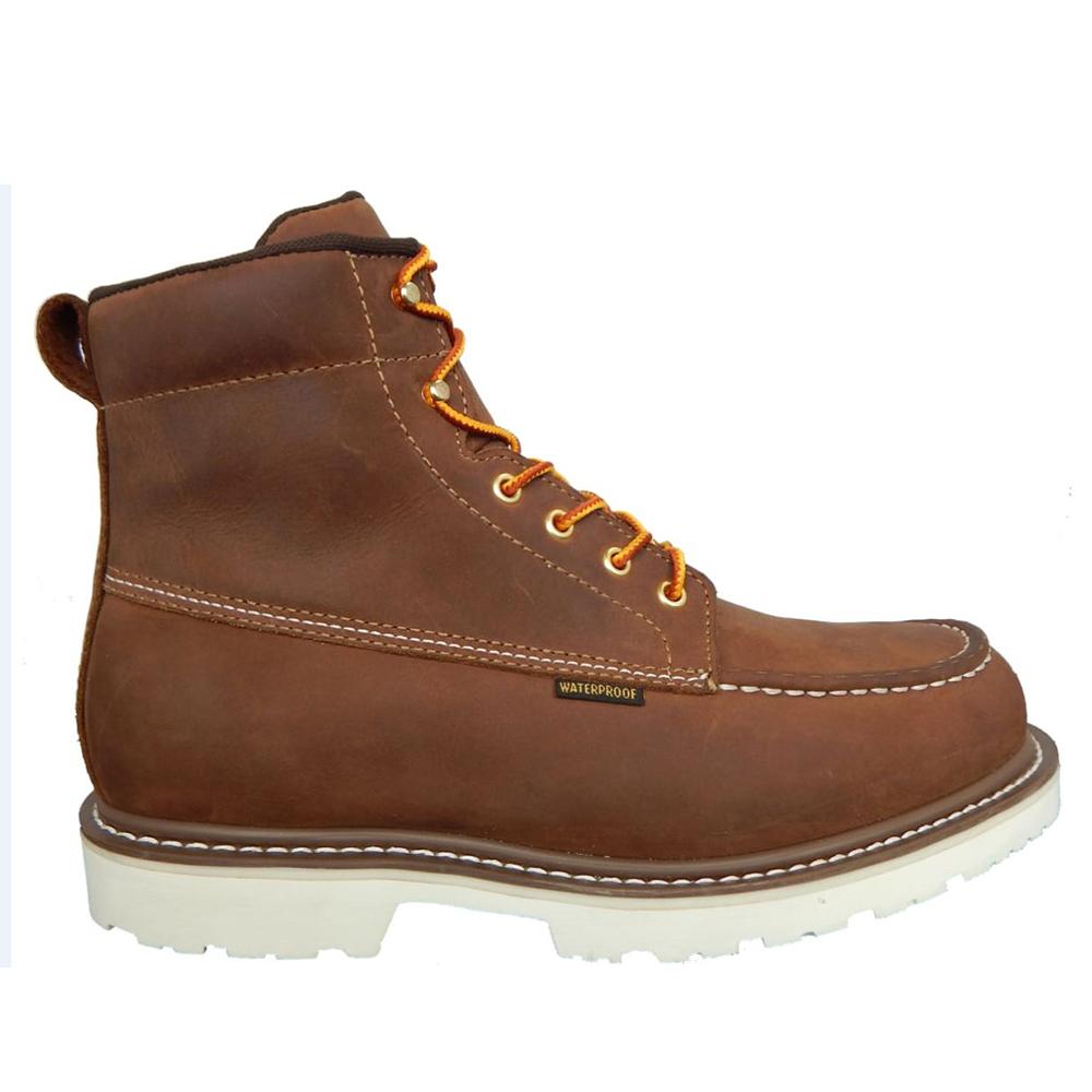 Lincoln Outfitters Men's Waterproof Moc Toe Work Boots, Brown