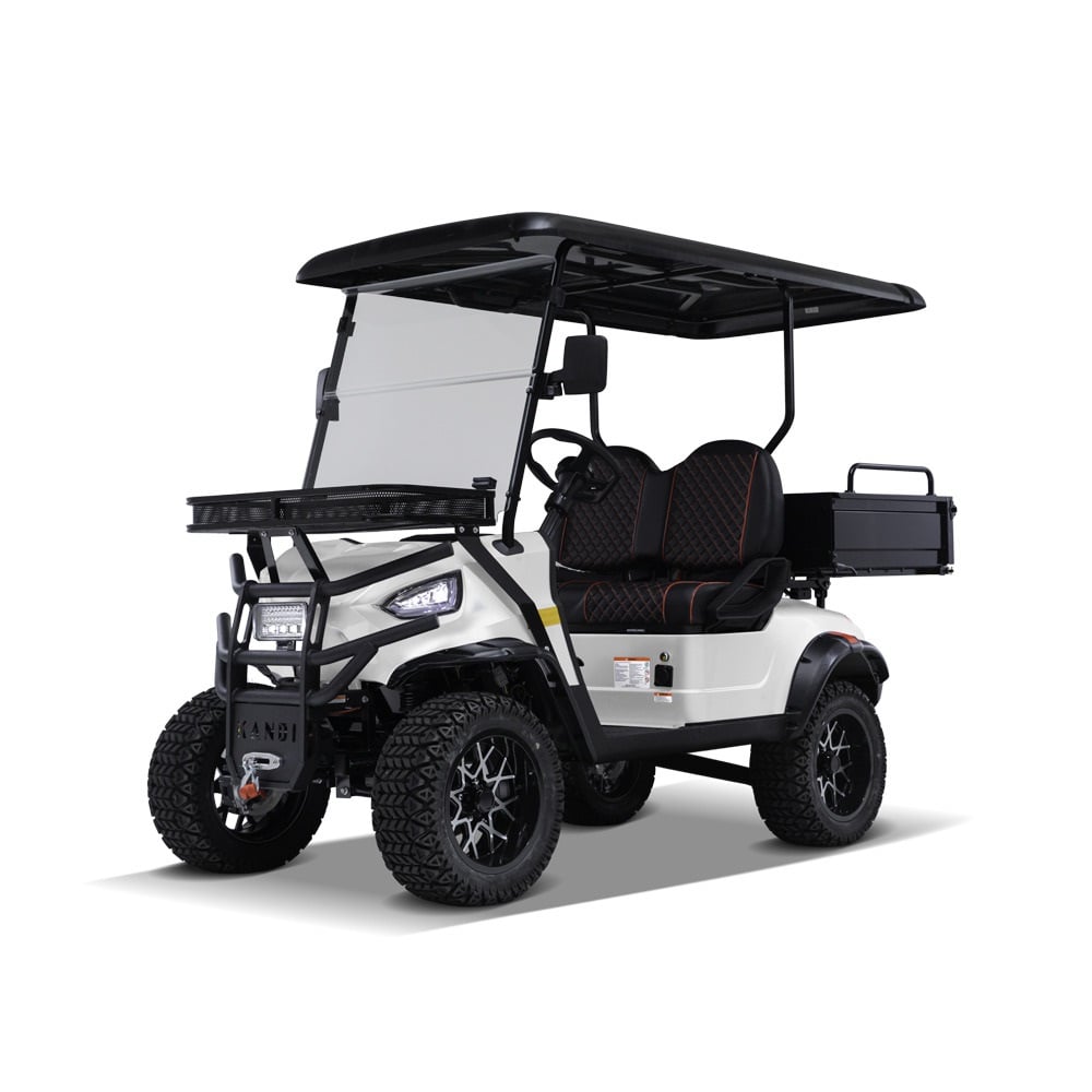 Kandi 2 Seat Ranch Cart with 2" Hitch Receiver and Tilting Rear Dump Bed, White - RK2PAGM-W