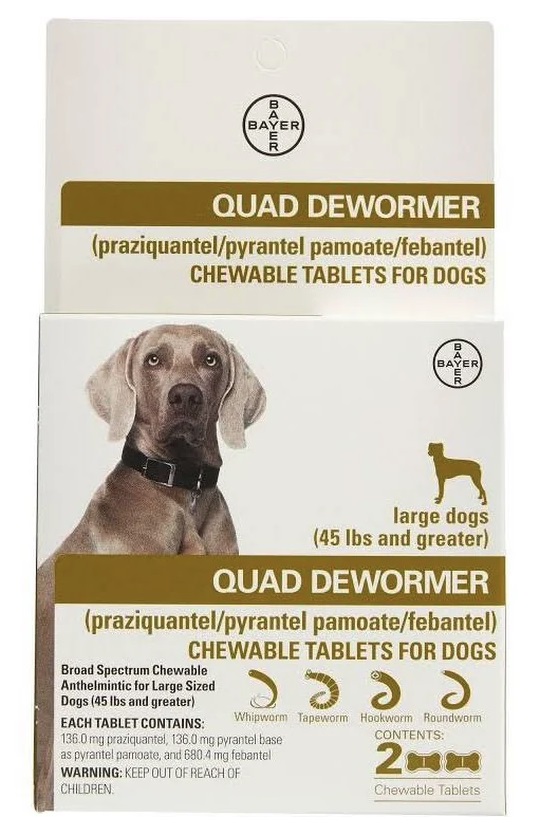 Bayer Quad 2 count Large Dog De-Wormer