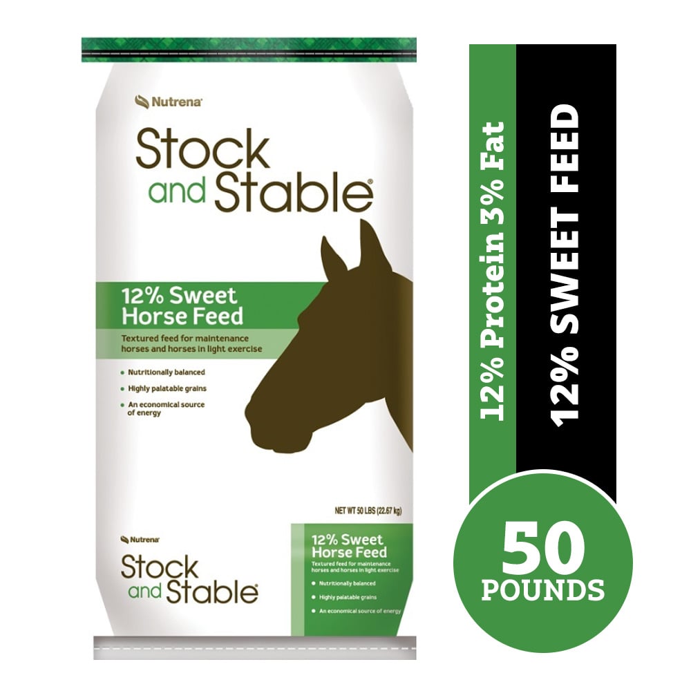 Nutrena Stock & Stable Textured 12% Sweet Feed Horse Feed, 50 lb. Bag