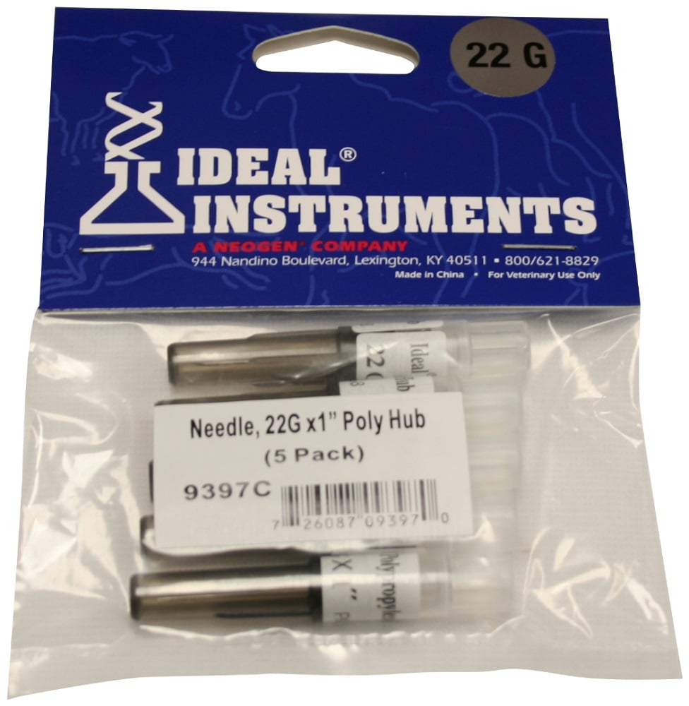 Ideal Instruments 22 gauge x 1" Polypropylene Hub Needle - 5 Pack 9397