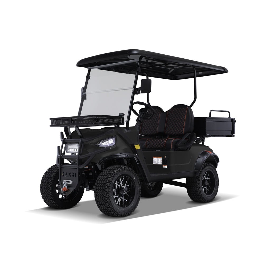 Kandi 2 Seat Ranch Cart with 2" Hitch Receiver and Tilting Rear Dump Bed, Matte Black - RK2PAGM-MB