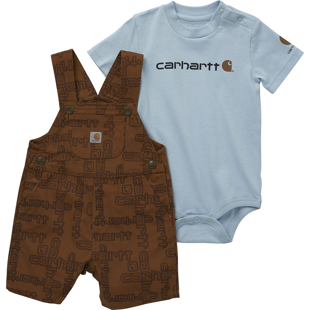 Carhartt® Infant and Toddler Short Sleeve Bodysuit and Canvas Shortall Set - CG8850-D15