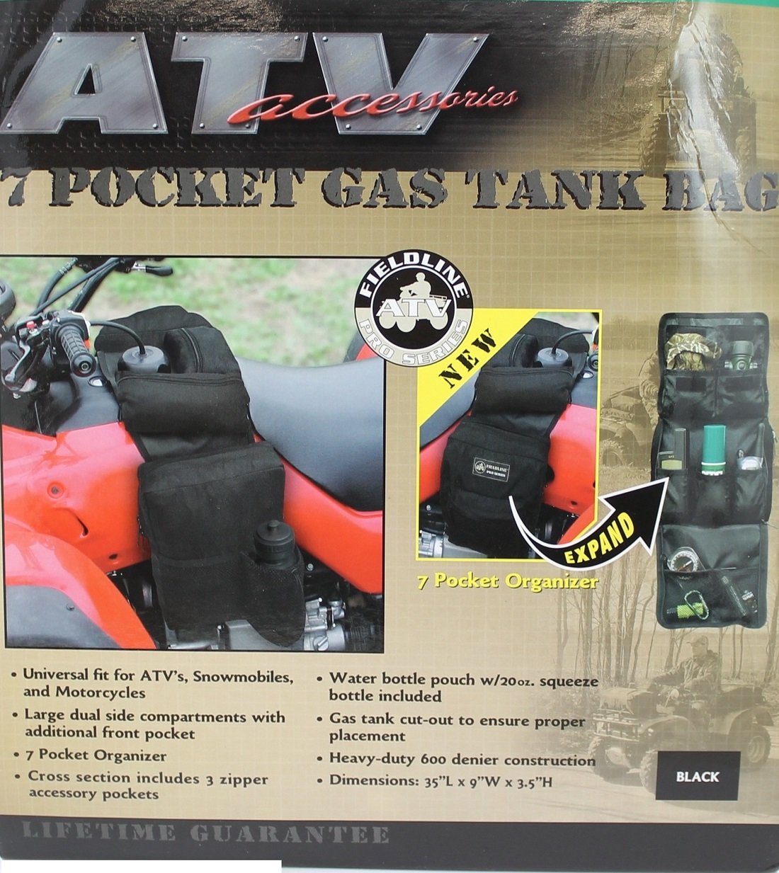 Fieldline ATV 7-Pocket Gas Tank Bag - Black (P522-008)
