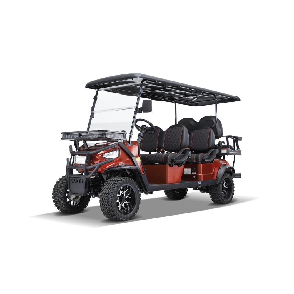 Kandi Kruiser 6 Seat Golf Cart with 7" LCD Screen, Back Up Camera, and Electric Power Steering, Red - RK6PAGM-LCD-R