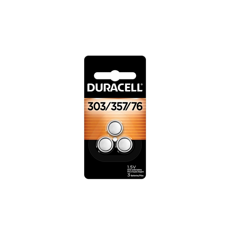 Duracell 303/357 Silver Oxide Button Battery, 3 Pack