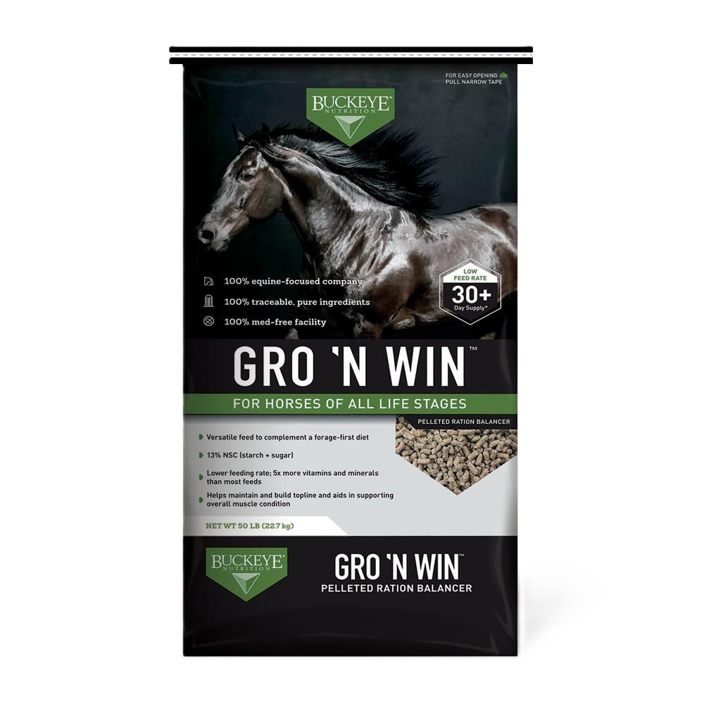BUCKEYE Nutrition GRO 'N WIN, Pelleted Ration Balancer for Horses of All Life Stages, 50 lb. Bag