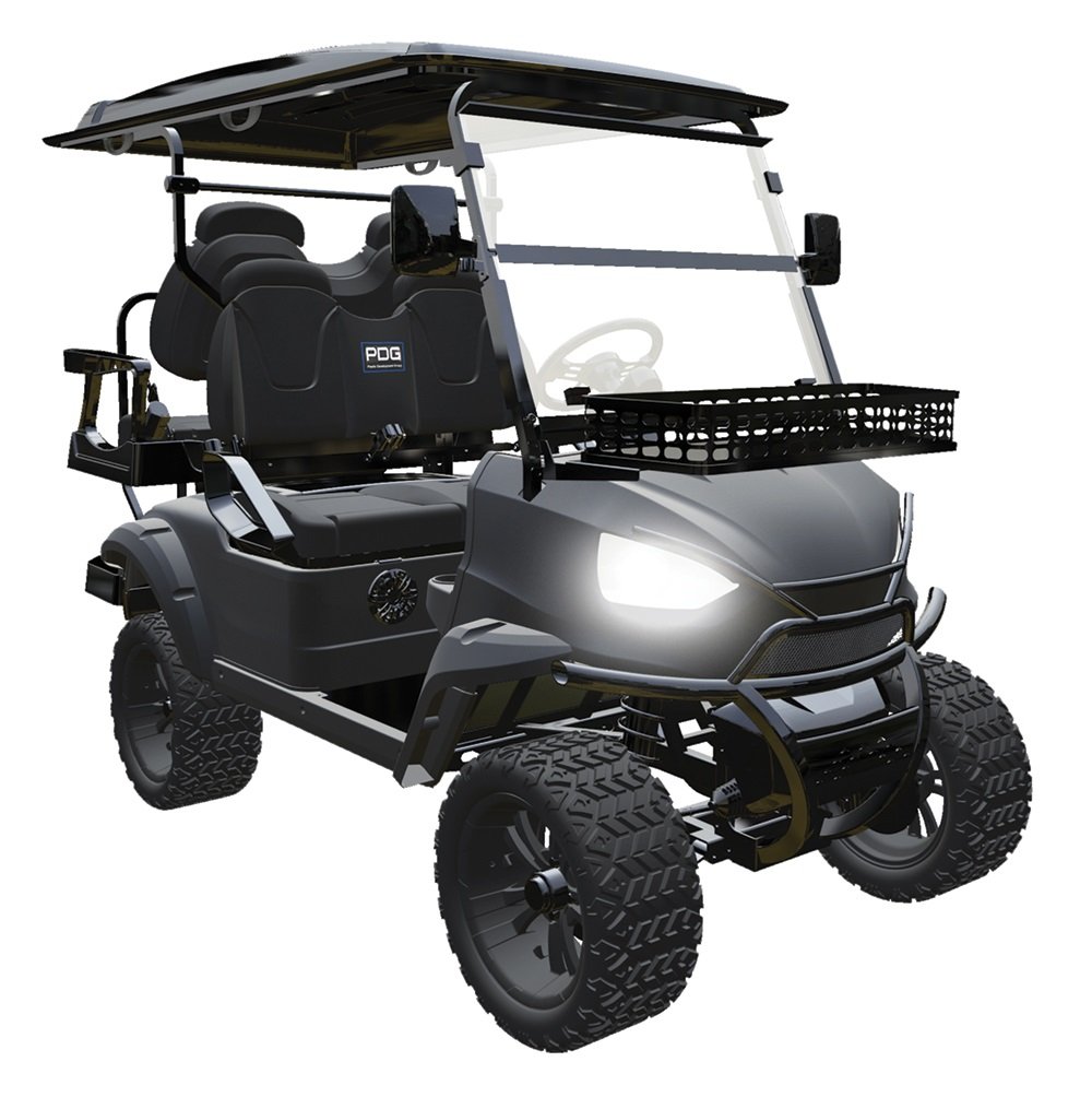 PDG 4-Seater Electric Golf Cart with Front Basket, Matte Black - WH2020ASZ-MBB Main Image
